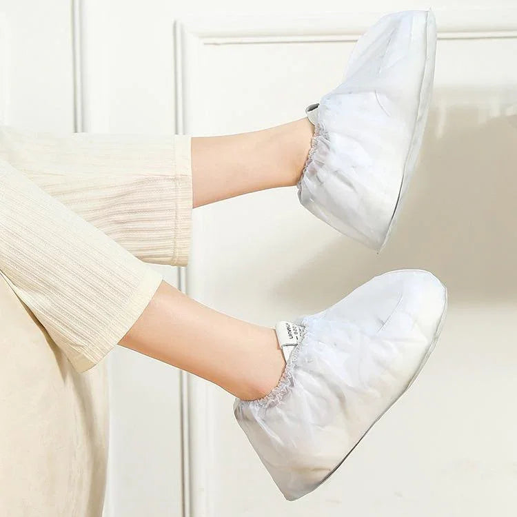 Cobre-Sapatos Descartáveis Impermeáveis em PVC para Exterior, Cano Baixo Branco, Cano Médio Branco