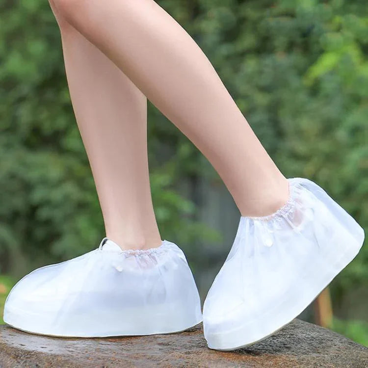 Cobre-Sapatos Descartáveis Impermeáveis em PVC para Exterior, Cano Baixo Branco, Cano Médio Branco