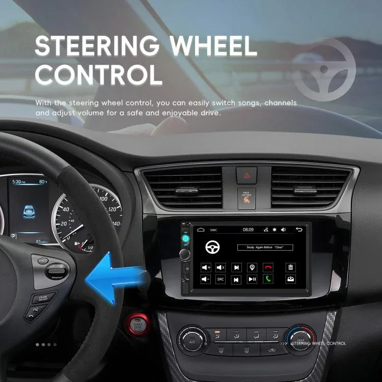 Reprodutor MP5 com Carplay com Fios de 7 Polegadas, Ecrã Grande, Controlo Central do Carro, Bluetooth, Standard, Standard+12 Luzes Câmera