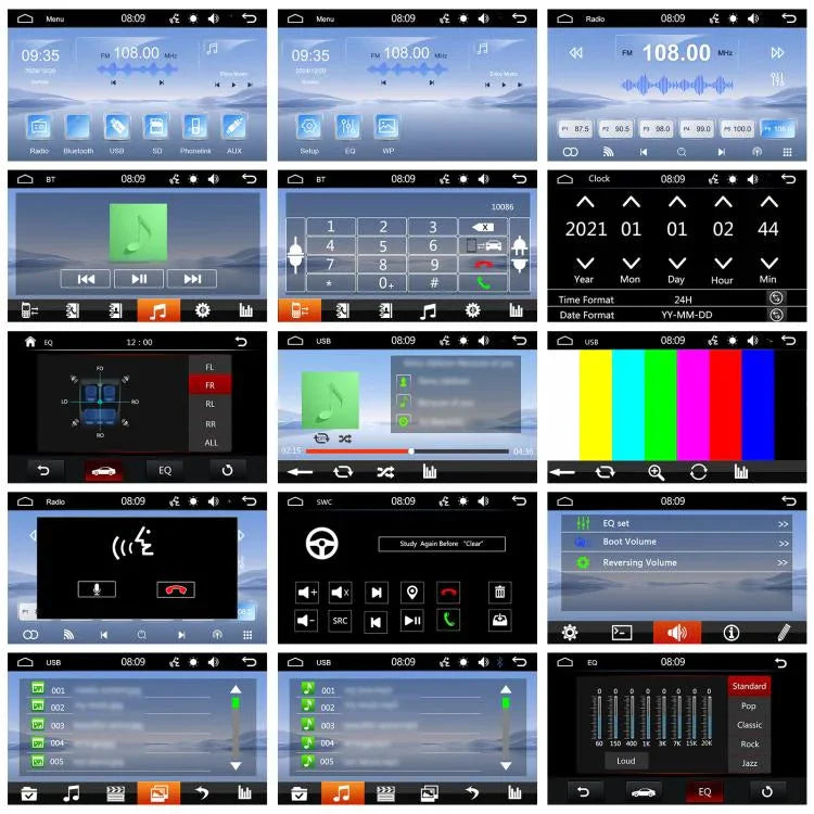 Reprodutor MP5 com Carplay com Fios de 7 Polegadas, Ecrã Grande, Controlo Central do Carro, Bluetooth, Standard, Standard+12 Luzes Câmera