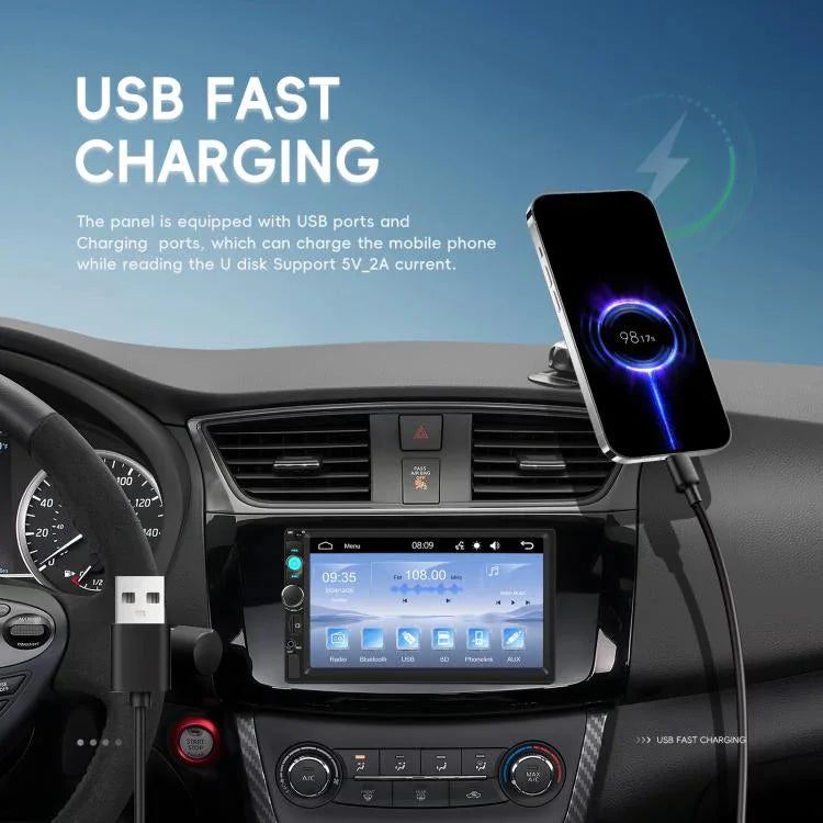 Reprodutor MP5 com Carplay com Fios de 7 Polegadas, Ecrã Grande, Controlo Central do Carro, Bluetooth, Standard, Standard+12 Luzes Câmera