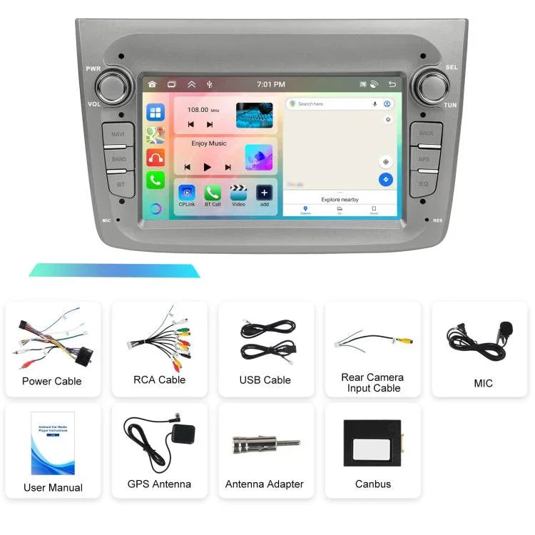 Para Alfa Romeo MITO 2008-2016 Ecrã Horizontal de 7 polegadas Android 15 Carplay Máquina Integrada de Controlo Central do Carro, 4+64G, 2+64G