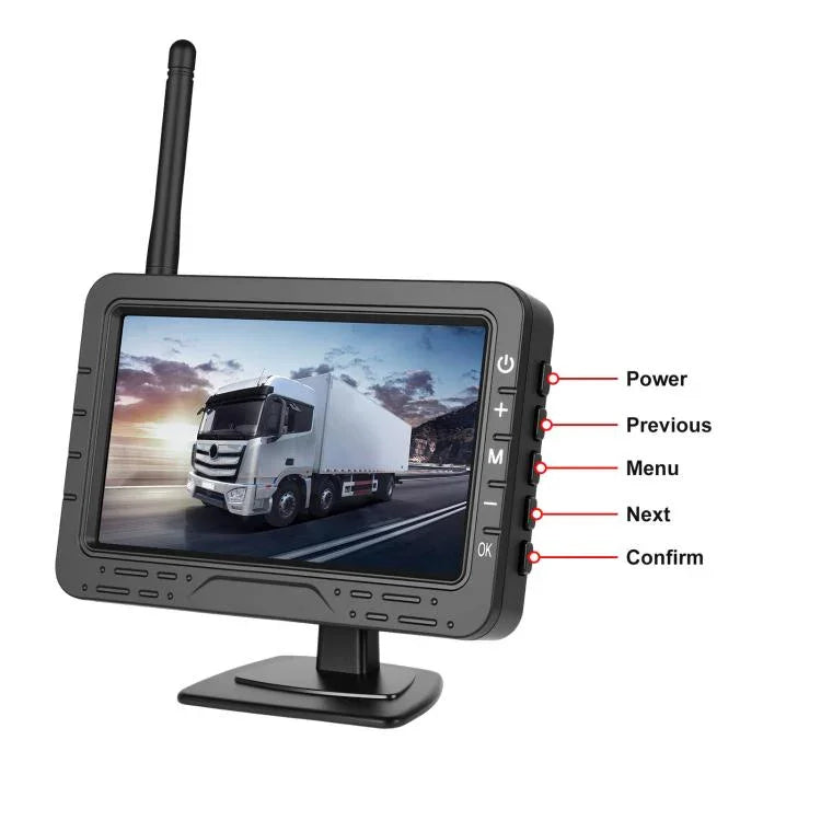 Ecrã Digital Sem Fios HD de 4,3 polegadas 1 para 1 para Marcha-atrás, Máquina Tudo-em-um de Controlo Central do Carro, Com Suporte Longo para Matrícula América do Norte, Com Suporte Curto para Matrícula Europa
