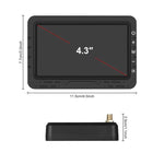 Ecrã Digital Sem Fios HD de 4,3 polegadas 1 para 1 para Marcha-atrás, Máquina Tudo-em-um de Controlo Central do Carro, Com Suporte Longo para Matrícula América do Norte, Com Suporte Curto para Matrícula Europa