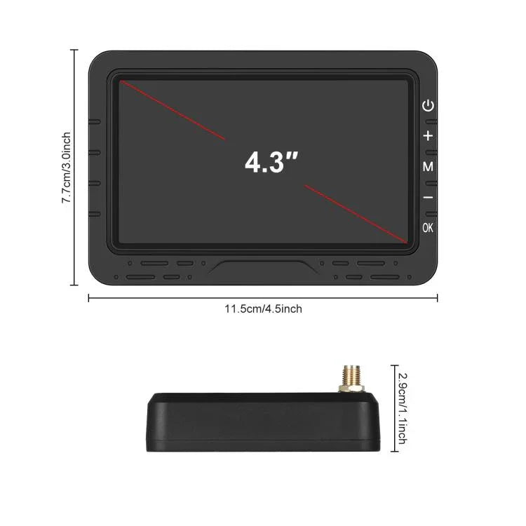 Ecrã Digital Sem Fios HD de 4,3 polegadas 1 para 1 para Marcha-atrás, Máquina Tudo-em-um de Controlo Central do Carro, Com Suporte Longo para Matrícula América do Norte, Com Suporte Curto para Matrícula Europa