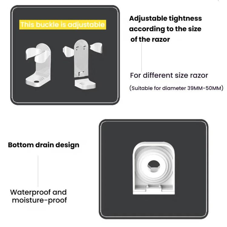 3 Peças / Pacote Suporte Adesivo para Organizador de Aparelhos de Barbear Elétricos e Ferramentas de Beleza Design Semi-aberto para Acesso Fácil