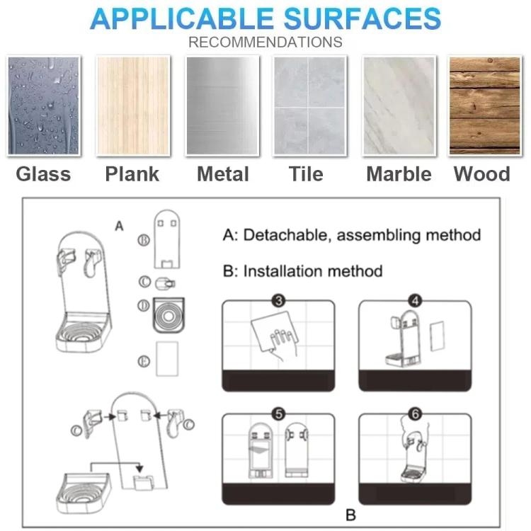 3 Peças / Pacote Suporte Adesivo para Organizador de Aparelhos de Barbear Elétricos e Ferramentas de Beleza Design Semi-aberto para Acesso Fácil