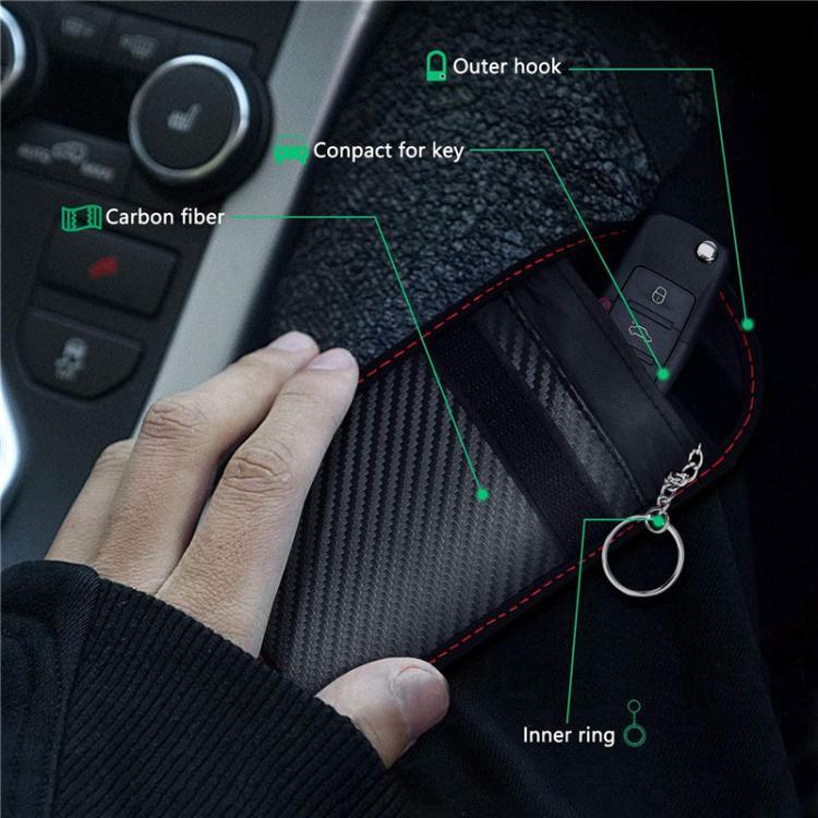 Porta-Chaves para Carro com Bloqueio RFID Anti-Skimming em Fibra de Carbono para Veículos, Cartões de Crédito e Eletrónica, Linha Vermelha Média, Linha Verde Média, Linha Preta Pequena