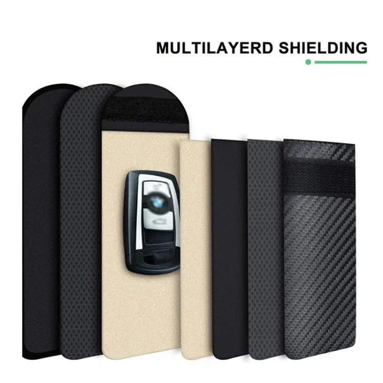 Porta-Chaves para Carro com Bloqueio RFID Anti-Skimming em Fibra de Carbono para Veículos, Cartões de Crédito e Eletrónica, Linha Vermelha Média, Linha Verde Média, Linha Preta Pequena
