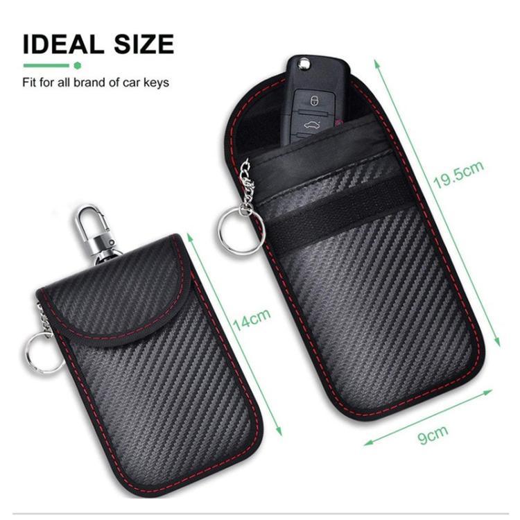 Porta-Chaves para Carro com Bloqueio RFID Anti-Skimming em Fibra de Carbono para Veículos, Cartões de Crédito e Eletrónica, Linha Vermelha Média, Linha Verde Média, Linha Preta Pequena