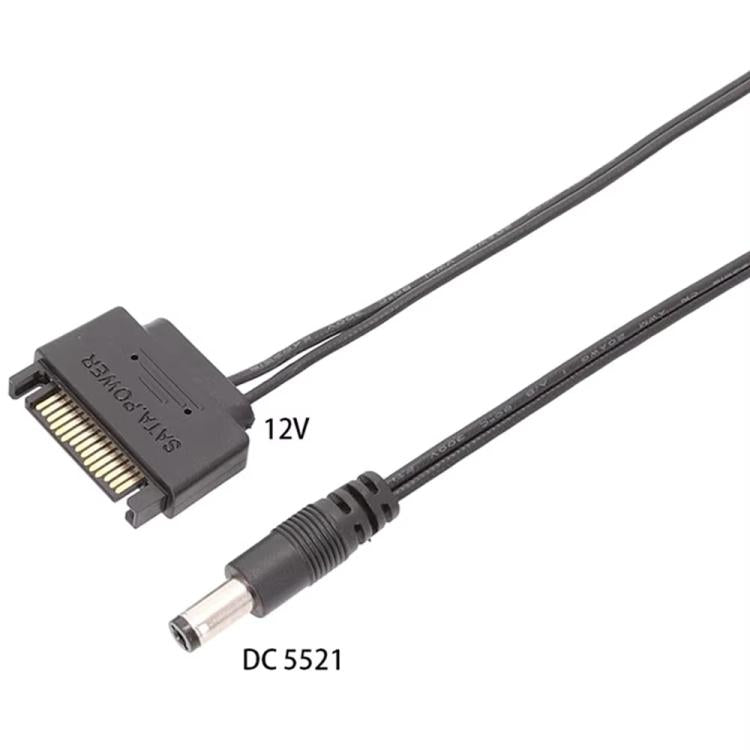 Cabo de Ligação SATA Macho para DC 5.5 x 2.1mm Cabo de Alimentação 12V, 20cm, 50cm, 100cm