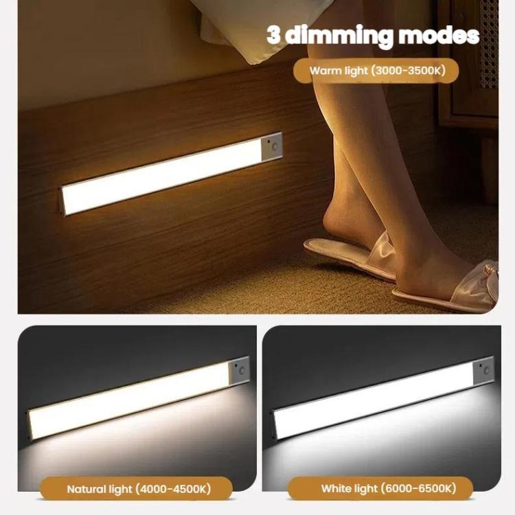 Barra de Luz com Sensor de Movimento Recárregavel para Armário e Roupeiro com Controlo Remoto, 20cm Prateado, 40cm Prateado, 60cm Prateado, 80cm Prateado, 20cm Preto, 40cm Preto, 60cm Preto, 80cm Preto