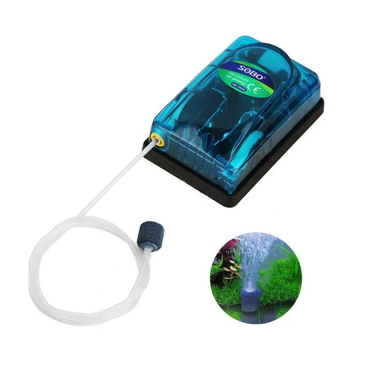 Bomba de ar para aquário ultra-silenciosa transparente 220-240V, SOBO SB-248A 3W buraco único, SOBO SB-348A 5W buraco duplo