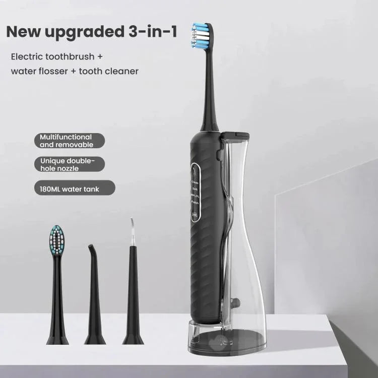 Escova de Dentes Elétrica 3 em 1, Irrigador Oral & Flosser de Água com Reservatório Destacável de 180mL