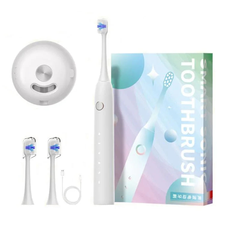 Escova de Dentes Sónica Elétrica Recarregável para Adultos com Modo Personalizado, Cabeças de Escova Antibacterianas, Temporizador Inteligente, Branco Esterilizado, Roxo Claro Esterilizado, Branco Standard, Roxo Claro Standard