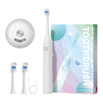 Escova de Dentes Sónica Elétrica Recarregável para Adultos com Modo Personalizado, Cabeças de Escova Antibacterianas, Temporizador Inteligente, Branco Esterilizado, Roxo Claro Esterilizado, Branco Standard, Roxo Claro Standard