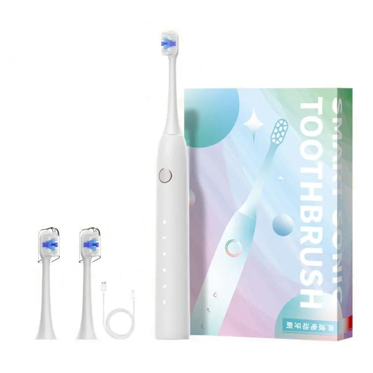 Escova de Dentes Sónica Elétrica Recarregável para Adultos com Modo Personalizado, Cabeças de Escova Antibacterianas, Temporizador Inteligente, Branco Esterilizado, Roxo Claro Esterilizado, Branco Standard, Roxo Claro Standard