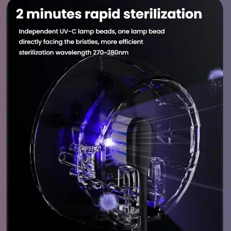 Escova de Dentes Sónica Elétrica Recarregável para Adultos com Modo Personalizado, Cabeças de Escova Antibacterianas, Temporizador Inteligente, Branco Esterilizado, Roxo Claro Esterilizado, Branco Standard, Roxo Claro Standard