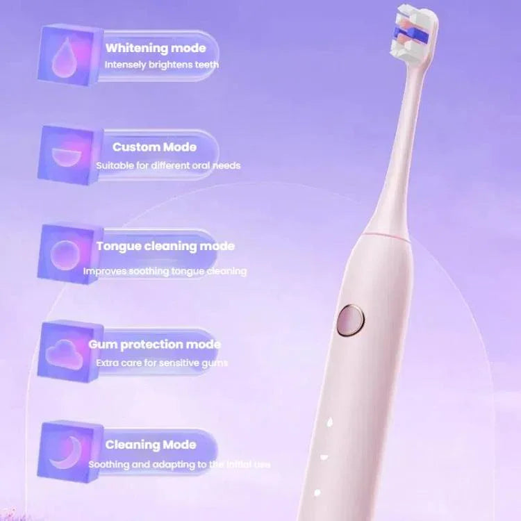 Escova de Dentes Sónica Elétrica Recarregável para Adultos com Modo Personalizado, Cabeças de Escova Antibacterianas, Temporizador Inteligente, Branco Esterilizado, Roxo Claro Esterilizado, Branco Standard, Roxo Claro Standard