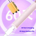 Escova de Dentes Sónica Elétrica Recarregável para Adultos com Modo Personalizado, Cabeças de Escova Antibacterianas, Temporizador Inteligente, Branco Esterilizado, Roxo Claro Esterilizado, Branco Standard, Roxo Claro Standard