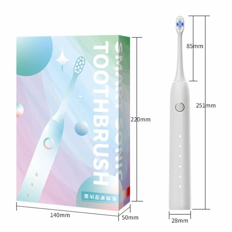Escova de Dentes Sónica Elétrica Recarregável para Adultos com Modo Personalizado, Cabeças de Escova Antibacterianas, Temporizador Inteligente, Branco Esterilizado, Roxo Claro Esterilizado, Branco Standard, Roxo Claro Standard
