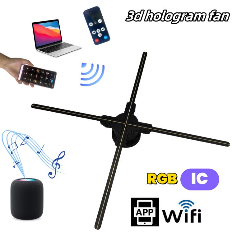 Ventoinha Holográfica 3D de 60cm com Resolução 1600x720 & 720 LEDs Controlo de Conteúdo WiFi/APP DIY, Ficha US, Ficha EU, Ficha UK, Ficha AU