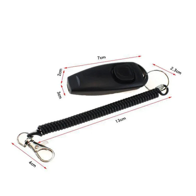 Clicker de Treino 2 em 1 para Animais de Estimação com Apito para Cães e Pulseira Longa