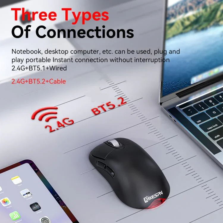 Rato Gaming Sem Fios Tri-Mode 24000 DPI, 6 Modos de Iluminação RGB, Recarregável, Macro Programável, Preto, Branco, Rosa, Preto com Carregamento Sem Fios, Branco com Carregamento Sem Fios, Rosa com Carregamento Sem Fios