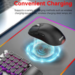 Rato Gaming Sem Fios Tri-Mode 24000 DPI, 6 Modos de Iluminação RGB, Recarregável, Macro Programável, Preto, Branco, Rosa, Preto com Carregamento Sem Fios, Branco com Carregamento Sem Fios, Rosa com Carregamento Sem Fios