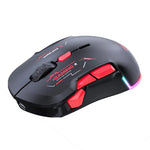 Rato Gaming MKESPN W12 Tri-Mode 5 Canais 10 Teclas 10000 DPI Design Ambidestro RGB Macro, W12 Azul, W12 Vermelho