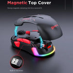 Rato Gaming MKESPN W12 Tri-Mode 5 Canais 10 Teclas 10000 DPI Design Ambidestro RGB Macro, W12 Azul, W12 Vermelho