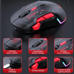Rato Gaming MKESPN W12 Tri-Mode 5 Canais 10 Teclas 10000 DPI Design Ambidestro RGB Macro, W12 Azul, W12 Vermelho
