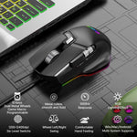 Rato Gaming com Fios MKESPN X13 RGB Full Speed 12400 DPI 10 Teclas Roda de Rolagem Dupla Swing Macro Programável, X13