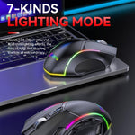 Rato Gaming Sem Fios MKESPN W605 Triple-Mode 24000 DPI 12 Teclas Personalização Macro, W605