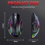 Rato Gaming Sem Fios MKESPN W605 Triple-Mode 24000 DPI 12 Teclas Personalização Macro, W605