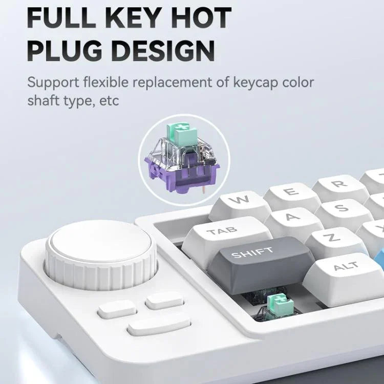 MKESPN  19-Key USB-C Wired Gaming Keyboard Macro Programmable Hot-Swappable Design with Control Knob & Joystick Scroll Wheel, K811  Black