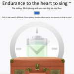 Máquina de Karaoke SDRD Caixa de Madeira com Microfones Duplos Sem Fios Sistema de Coluna Tudo-em-um Suporta Disco U/Cartão TF