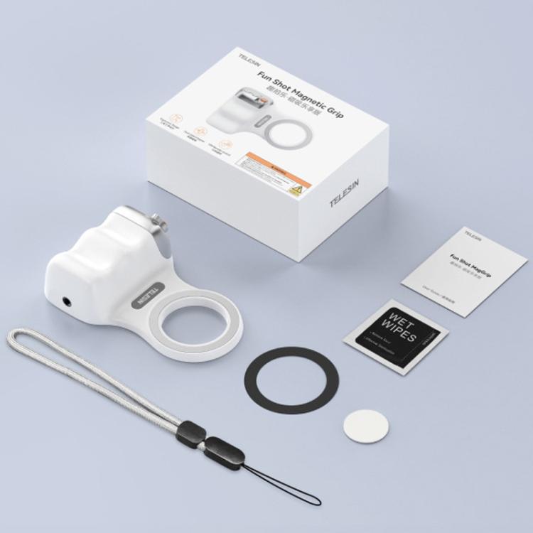 TELESIN P1-MP-10 Empunhadura Magnética para Câmara com Disparador Bluetooth e Suporte para Telemóvel, P1-MP-10 Branco, P1-MP-10 Preto