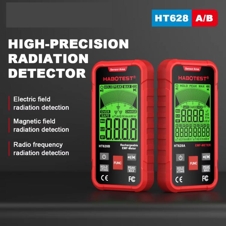 Medidor EMF Multi-Campo HABOTEST HT628B Testador Recarregável de Radiação Eletromagnética, HT628B