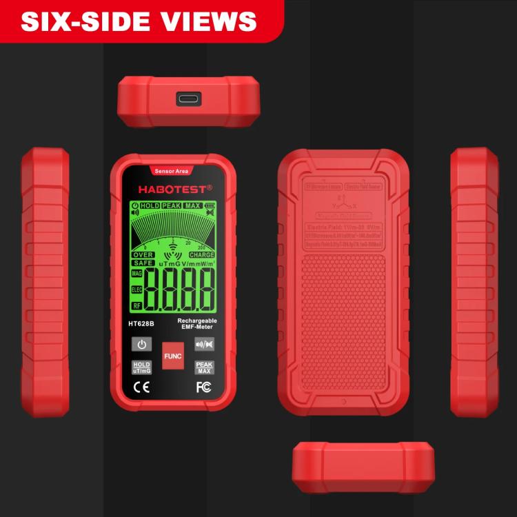 Medidor EMF Multi-Campo HABOTEST HT628B Testador Recarregável de Radiação Eletromagnética, HT628B