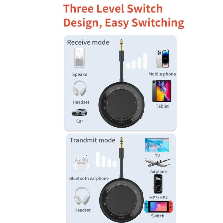 2-in-1 Bluetooth 5.4 Audio Adapter with Qualcomm Chip Low Latency Wireless Transmitter/Receiver for Car/Home, M166