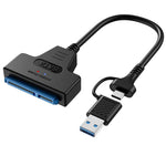 Cabo Adaptador USB 3.0/USB-C para SATA 22 Pinos para HDD/SSD de Portátil 2,5 polegadas, 25cm