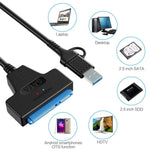 Cabo Adaptador USB 3.0/USB-C para SATA 22 Pinos para HDD/SSD de Portátil 2,5 polegadas, 25cm