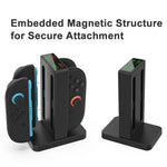Estação de Carregamento Magnética 4 em 1 para Nintendo Switch 2 Comandos com Indicadores LED e Armazenamento para Cartuchos, TNS-3192B