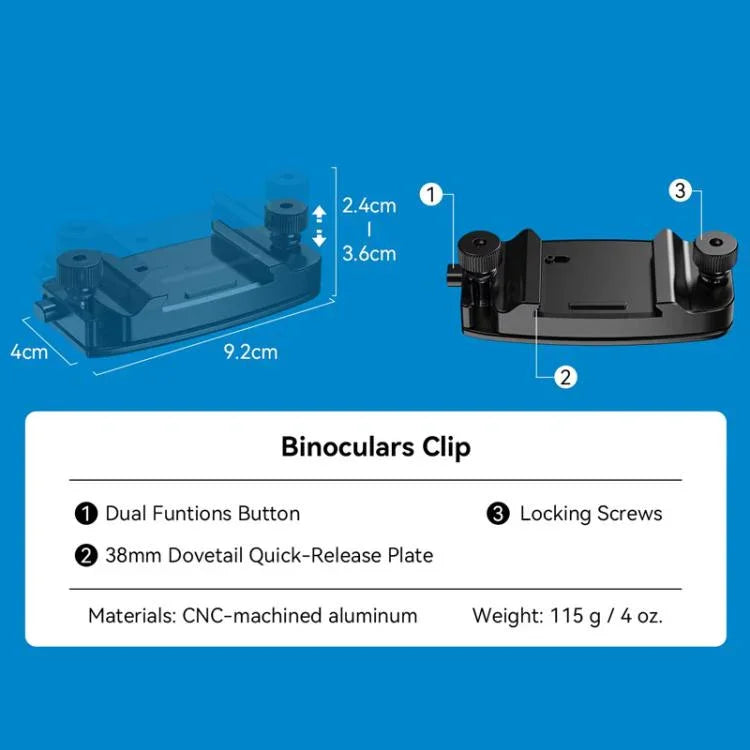 Kit de Montagem Rápida APEXEL BinoClamp Pro para Binóculos, Suporte Giratório de Alumínio 360 graus, APL-F007
