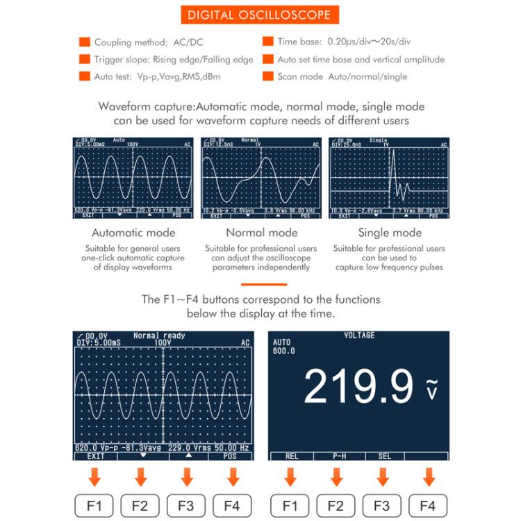 Osciloscópio Multímetro 200Msps Taxa de Amostragem 40MHz Osciloscópio + Multímetro 2 em 1, ET827