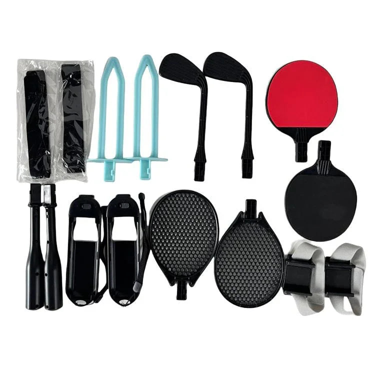 Kit de Desporto de Movimento 16 em 1 KJH para Nintendo Switch 2 Joy-Con com Pegas Destacáveis com Raquete de Ténis, Taco de Golfe, Taco de Basebol