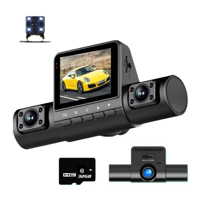 Gravador de Condução com Monitorização de Estacionamento por Infravermelhos de Alta Definição 1080P, 3 Lentes, 4 Lentes, 4 Lentes + 32G