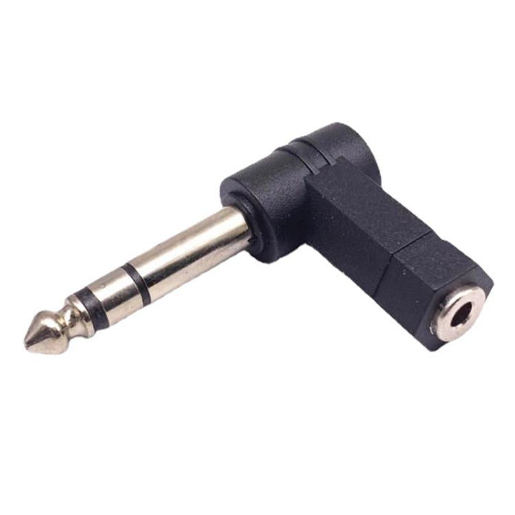 Adaptador de Áudio Microfone Auscultadores 6,35mm para 3,5mm com Ângulo de 90 Graus, 6,35mm para 3,5mm