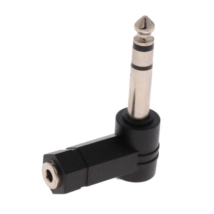 Adaptador de Áudio Microfone Auscultadores 6,35mm para 3,5mm com Ângulo de 90 Graus, 6,35mm para 3,5mm